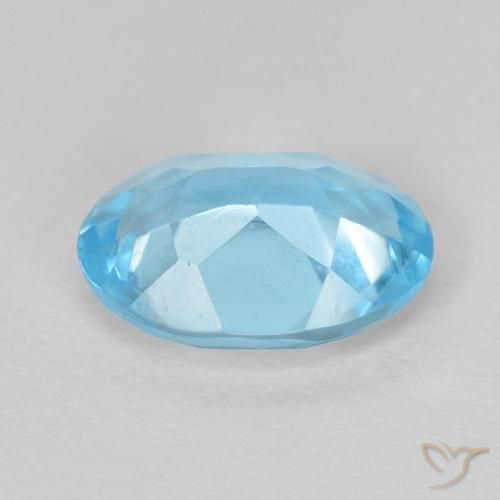 Topaze Bleu Suisse naturelle ovale, 1.42 ct, VVS-VS