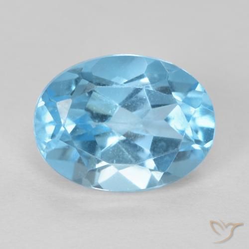 Topaze Bleu Suisse naturelle ovale, 1.81 ct, VS