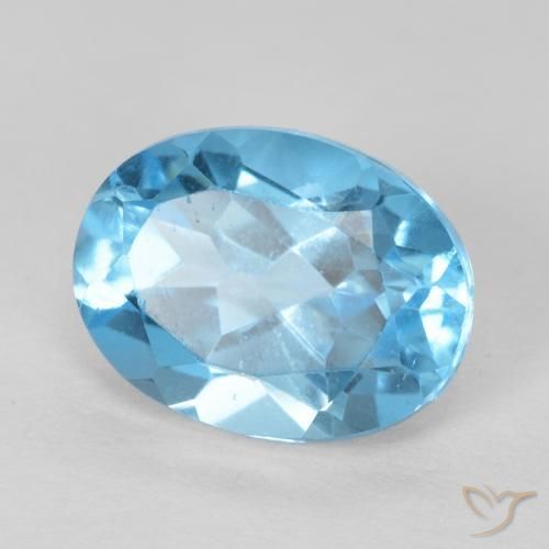 Topaze Bleu Suisse naturelle ovale, 1.81 ct, VS