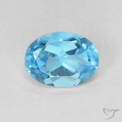 Topaze Bleu Suisse naturelle ovale, 1.68 ct, VS