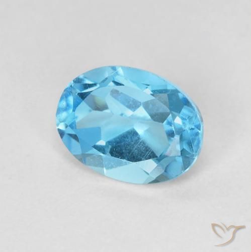 Topaze Bleu Suisse naturelle ovale, 1.68 ct, VS