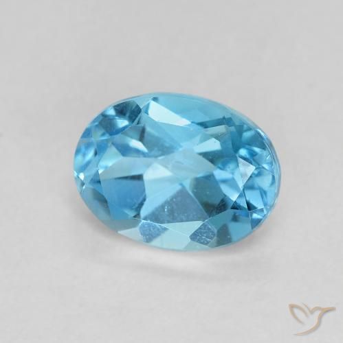 Topaze Bleu Suisse naturelle ovale, 1.77 ct, VS