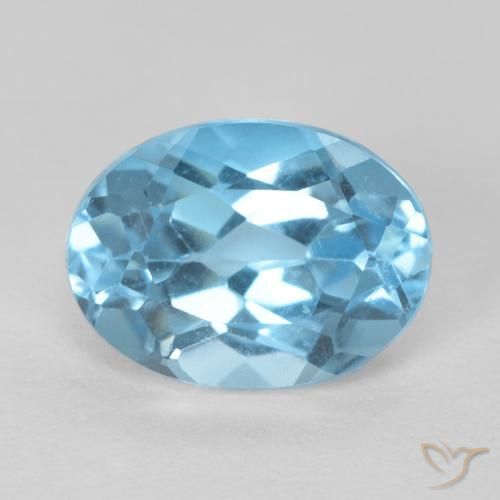 Topaze Bleu Suisse naturelle ovale, 1.67 ct, VS