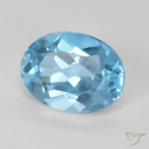Topaze Bleu Suisse naturelle ovale, 1.67 ct, VS