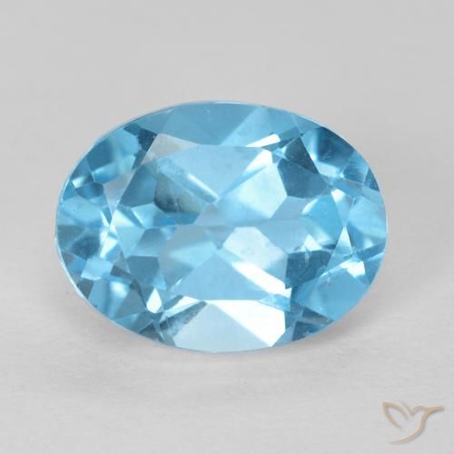 Topaze Bleu Suisse naturelle ovale, 1.76 ct, VS