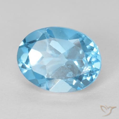 Topaze Bleu Suisse naturelle ovale, 1.76 ct, VS