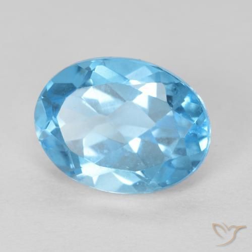 Topaze Bleu Suisse naturelle ovale, 1.65 ct, VS