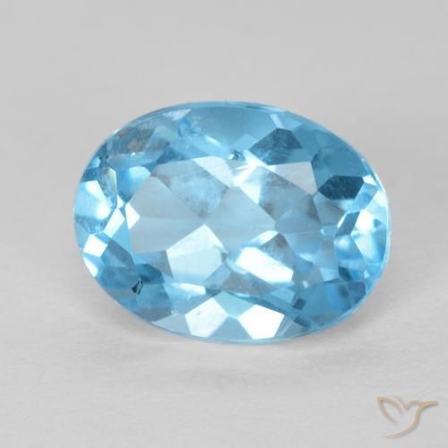 Topaze Bleu Suisse naturelle ovale, 1.61 ct, VS