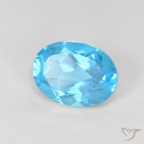 Topaze Bleu Suisse naturelle ovale, 1.66 ct, VVS