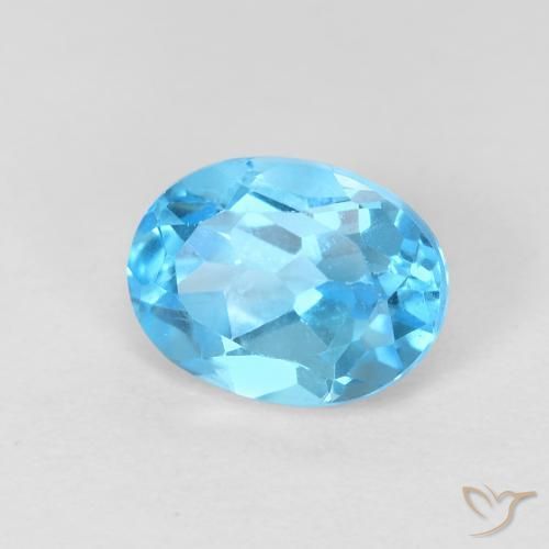 Topaze Bleu Suisse naturelle ovale, 1.77 ct, VVS-VS