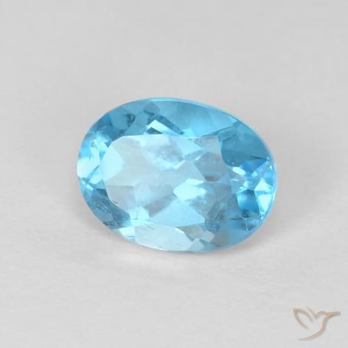 Topaze Bleu Suisse naturelle ovale, 1.68 ct, VS