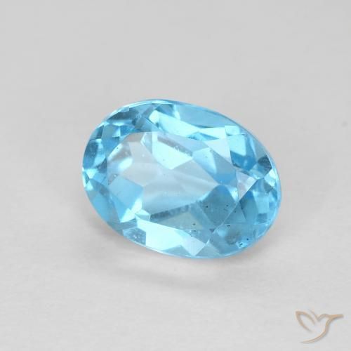 Topaze Bleu Suisse naturelle ovale, 1.72 ct, VS