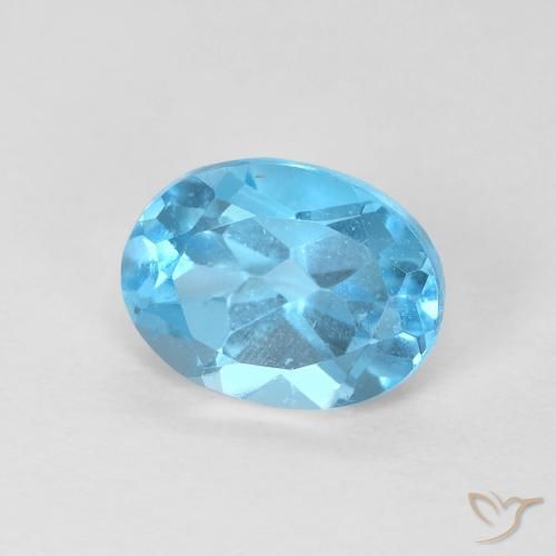 Topaze Bleu Suisse naturelle ovale, 1.72 ct, VS