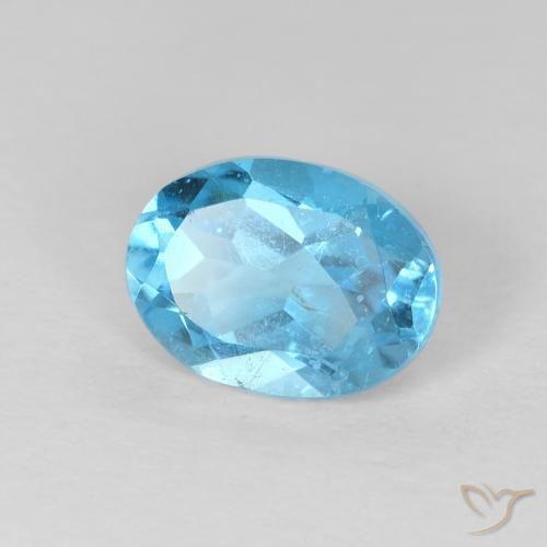 Topaze Bleu Suisse naturelle ovale, 1.65 ct, VS