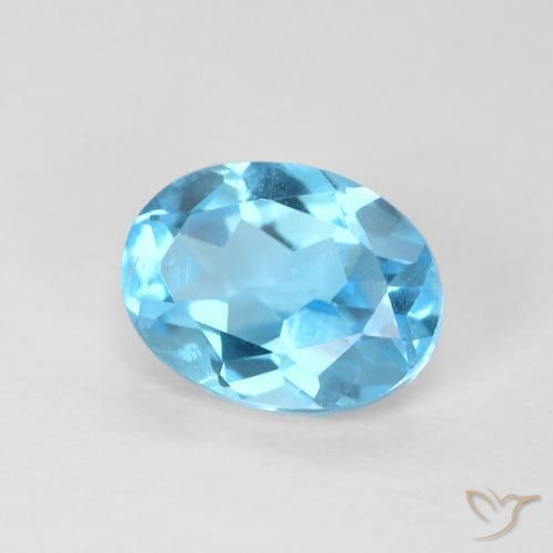 Topaze Bleu Suisse naturelle ovale, 1.66 ct, VS