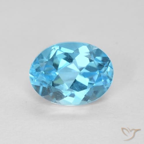 Topaze Bleu Suisse naturelle ovale, 1.75 ct, VVS