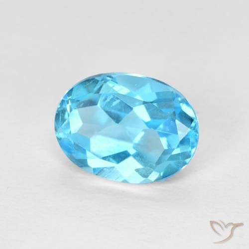 Topaze Bleu Suisse naturelle ovale, 1.66 ct, VVS-VS