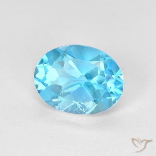 Topaze Bleu Suisse naturelle ovale, 1.66 ct, VVS-VS