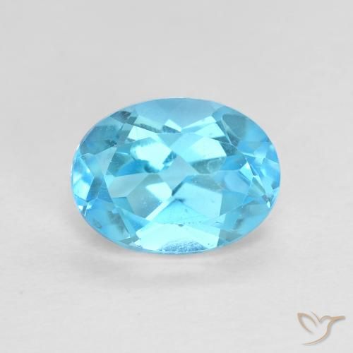 Topaze Bleu Suisse naturelle ovale, 1.76 ct, VVS-VS