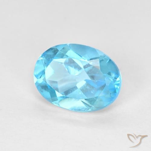 Topaze Bleu Suisse naturelle ovale, 1.76 ct, VVS-VS
