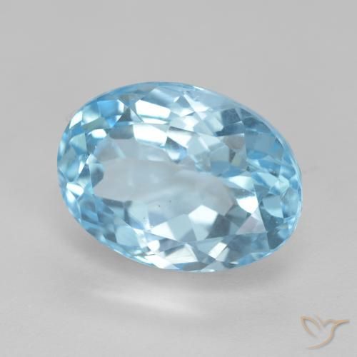 Topaze Bleu Suisse naturelle ovale, 12.59 ct, VVS
