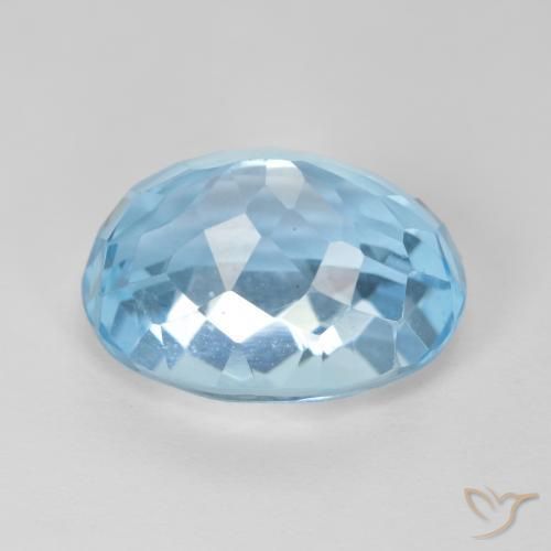 Topaze Bleu Suisse naturelle ovale, 12.59 ct, VVS