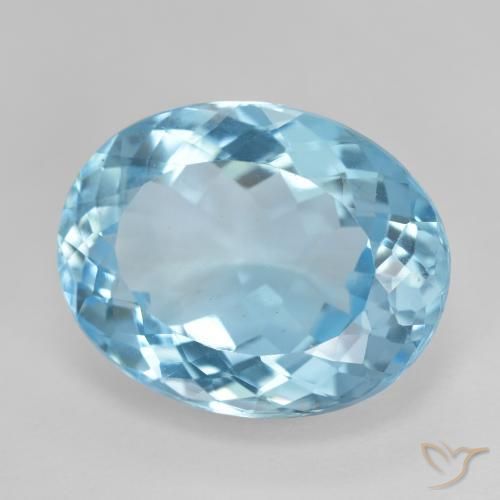 Topaze Bleu Suisse naturelle ovale, 18.70 ct, VVS-VS