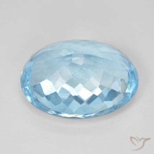 Topaze Bleu Suisse naturelle ovale, 18.70 ct, VVS-VS