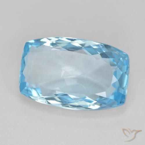 Topaze Bleu Suisse naturelle Coussin, 11.64 ct, VVS-VS