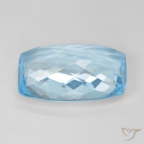 Topaze Bleu Suisse naturelle Coussin, 11.64 ct, VVS-VS