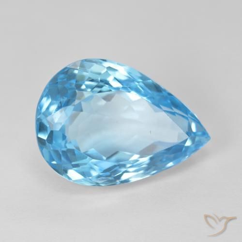 Topaze Bleu Suisse naturelle En forme de poire, 13.59 ct, VVS-VS