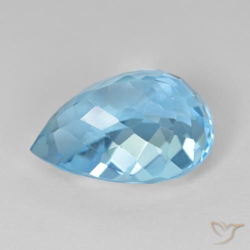 Topaze Bleu Suisse naturelle En forme de poire, 13.59 ct, VVS-VS