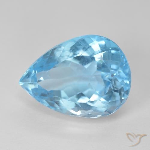 12.83ct Naturel Bleu Suisse Topaze, En forme de poire, VVS-VS