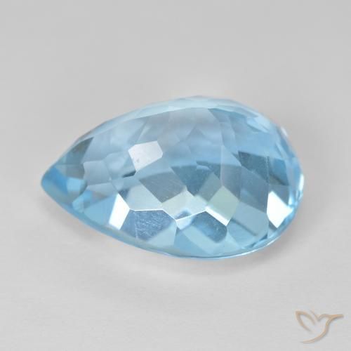 Topaze Bleu Suisse naturelle En forme de poire, 12.83 ct, VVS-VS