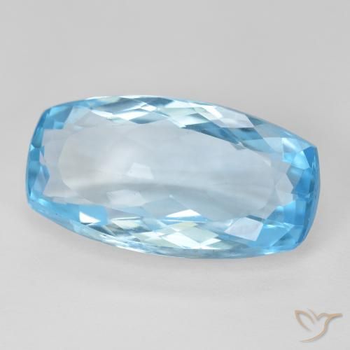 Topaze Bleu Suisse naturelle Coupe coussin, 15.21 ct, VVS-VS