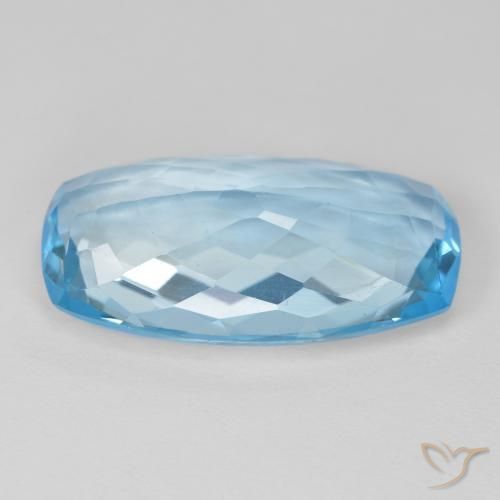 Topaze Bleu Suisse naturelle Coupe coussin, 15.21 ct, VVS-VS