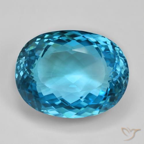 123.63ct Naturel Bleu Suisse Topaze, ovale, VVS