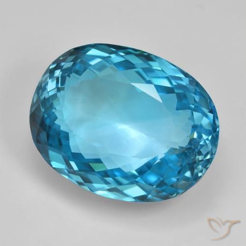 Topaze Bleu Suisse naturelle ovale, 123.63 ct, VVS