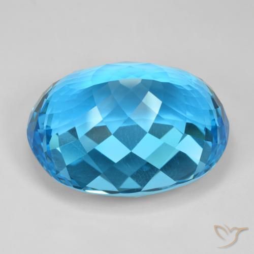 Topaze Bleu Suisse naturelle ovale, 121.30 ct, VVS