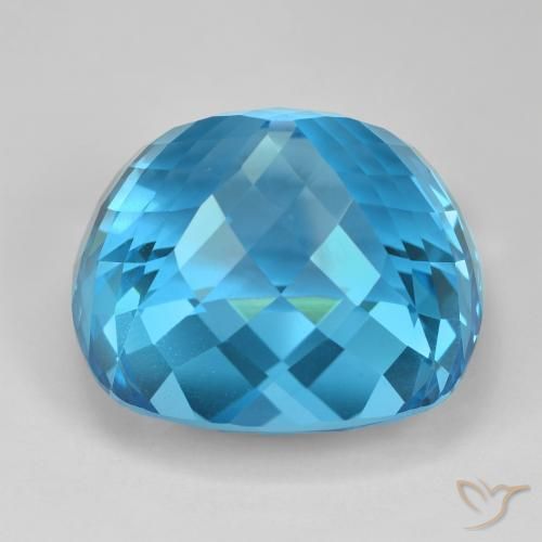 Topaze Bleu Suisse naturelle Coussin, 103.31 ct, VVS