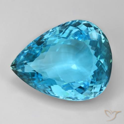 110.02ct Naturel Bleu Suisse Topaze, En forme de poire, IF