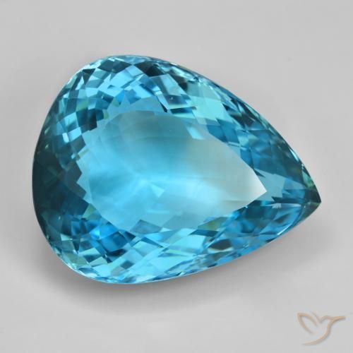 Topaze Bleu Suisse naturelle En forme de poire, 110.02 ct, IF