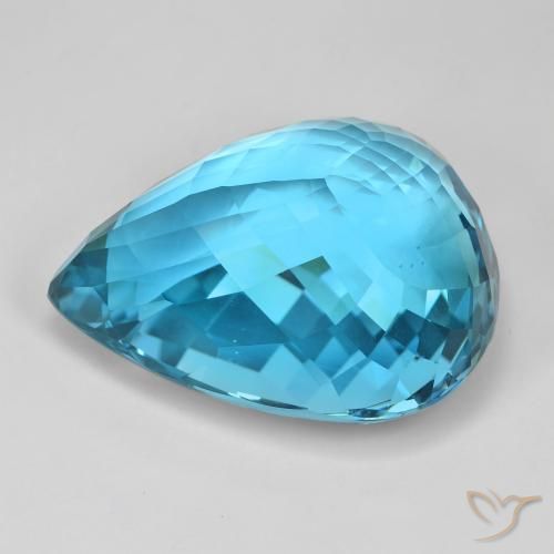Topaze Bleu Suisse naturelle En forme de poire, 110.02 ct, IF