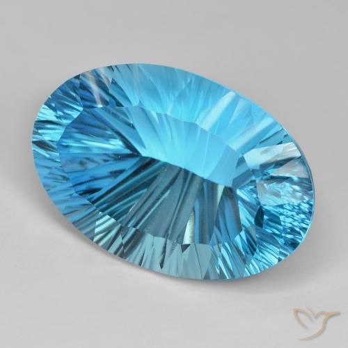 Topaze Bleu Suisse naturelle ovale, 69.73 ct, IF