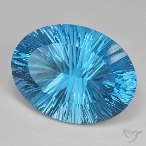 Topaze Bleu Suisse naturelle ovale, 82.38 ct, IF
