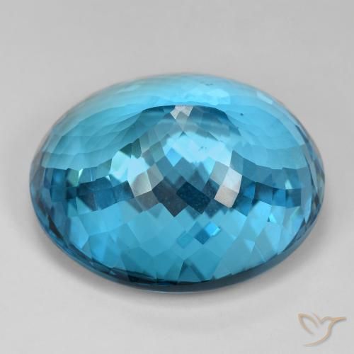 Topaze Bleu Londres naturelle ovale, 88.10 ct, IF