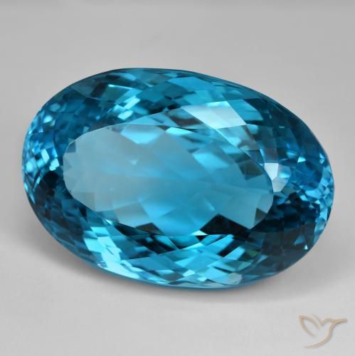 Topaze Bleu Londres naturelle ovale, 138.23 ct, IF