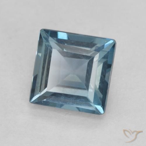 Topaze Bleu Londres naturelle Carré, 0.76 ct, VVS-VS