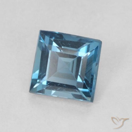 Topaze Bleu Londres naturelle Carré, 0.62 ct, VVS-VS