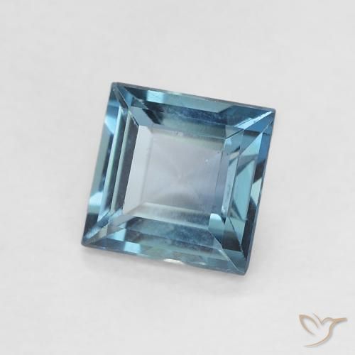 Topaze Bleu Londres naturelle Carré, 0.75 ct, VVS-VS